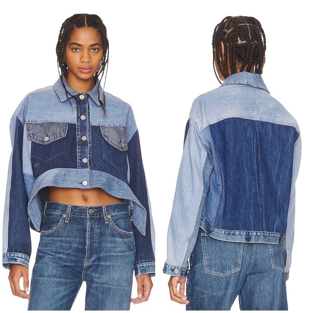 GRLFRND Kal Jean Jacket in Medium Blue Size M